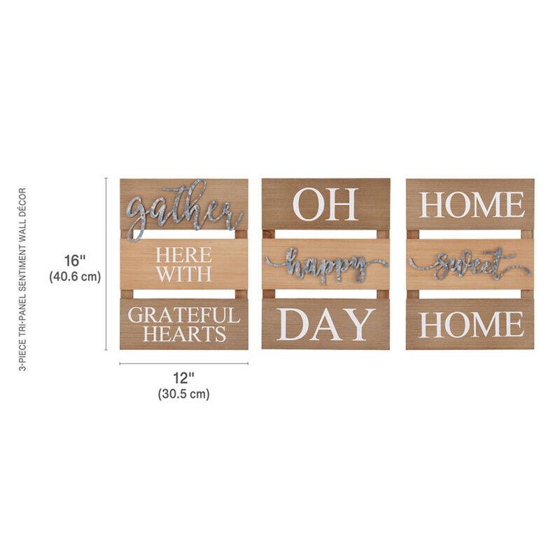 Elements Tri-Panel Wood and Metal 3-Piece Sentiment Wall Decor Set