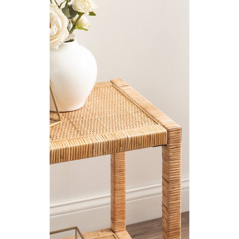 Kate and Laurel Rafina Rattan Rectangle Side Table - 14x22x24