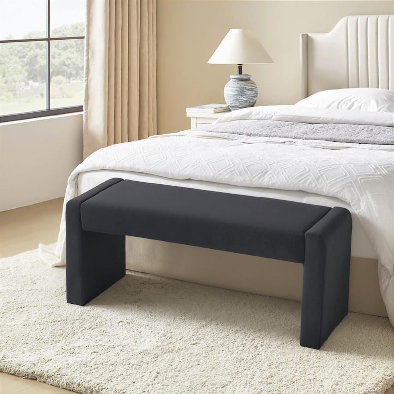Velvet/Faux Leather Entryway Bench End of Bed Bench Upholstered Modern Window Bench for Dining Room/Bedroom