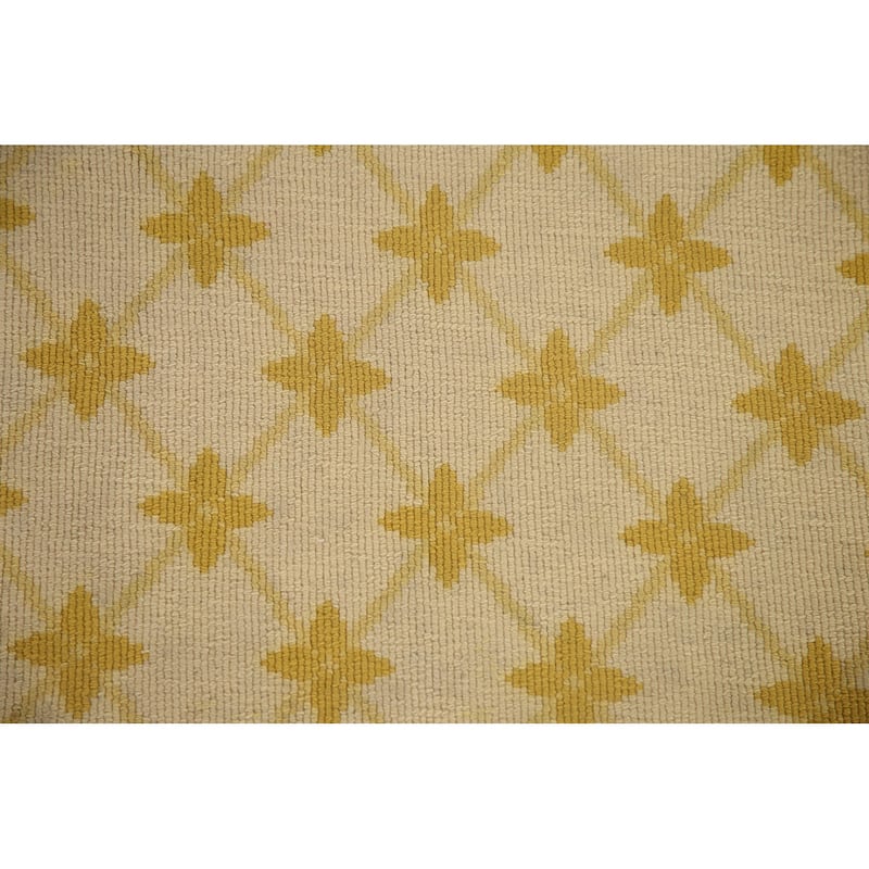 Flat-Weave Vegetable Dye Savonnerie Runner Rug Wool Carpet - 4'3" x 10'1"