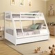 preview thumbnail 2 of 7, White Twin Over Full Solid Wood Bunk Bed with Two Storage Drawers, Removable Ladder, Guard Rails