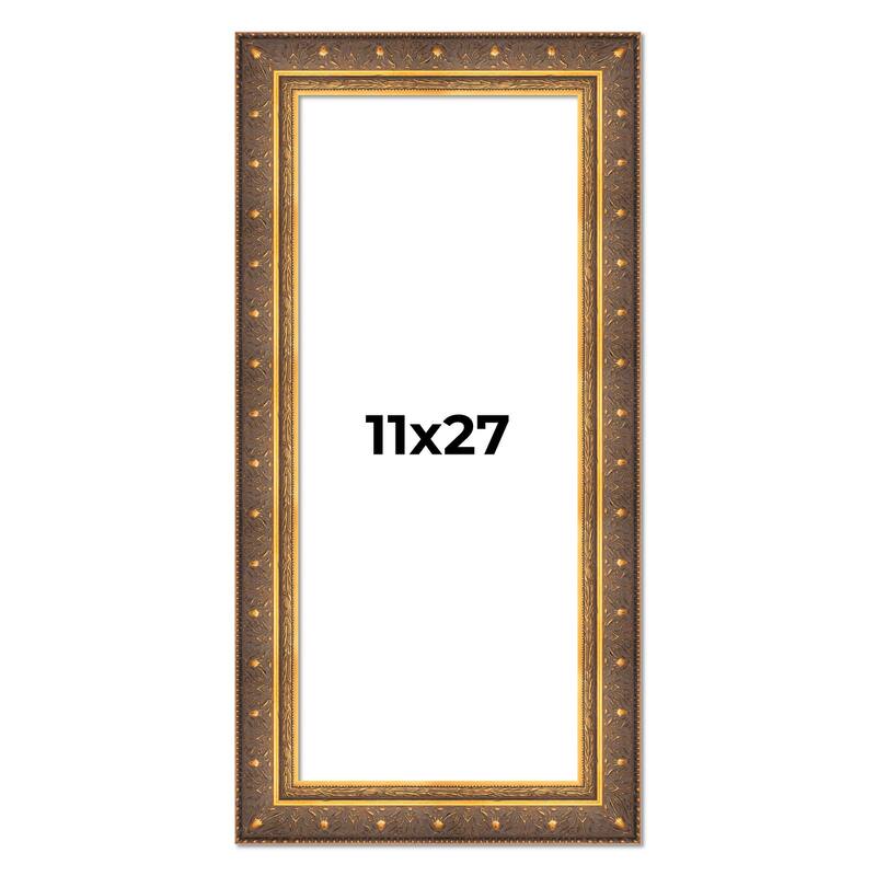 11x27 Frame Gold Real Wood Picture Frame