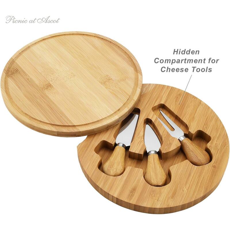 Picnic at Ascot Personalized Bamboo Charcuterie Board Set with Cheese Tools