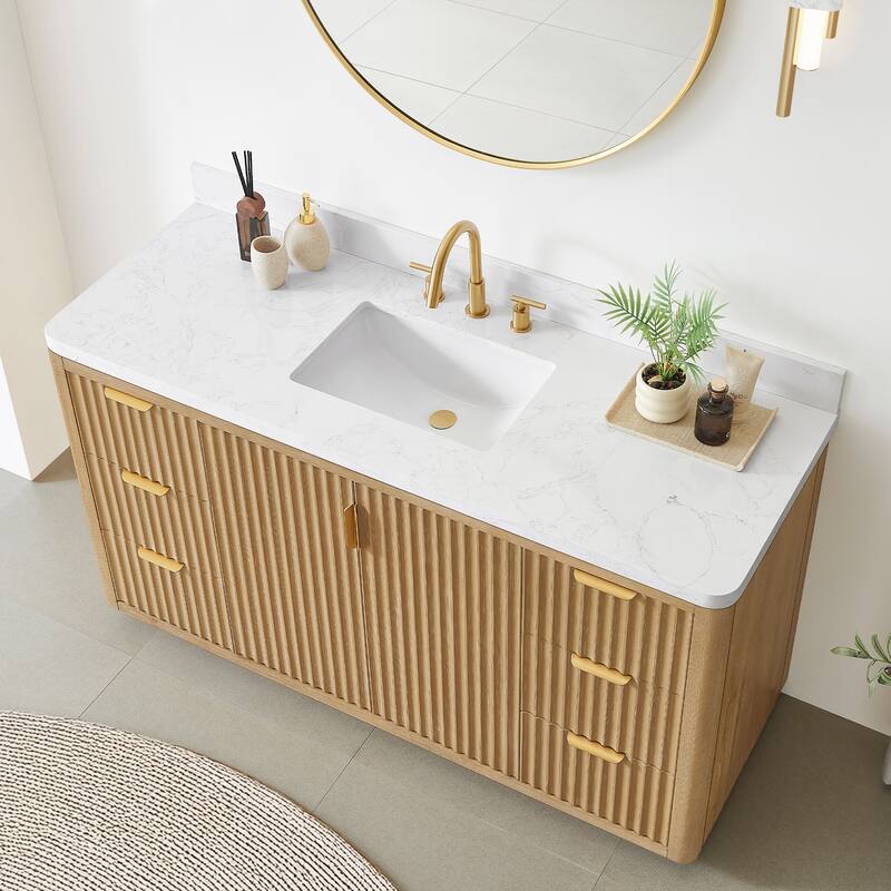 Cadiz Bath Vanity with Composite Stone Top and Mirror