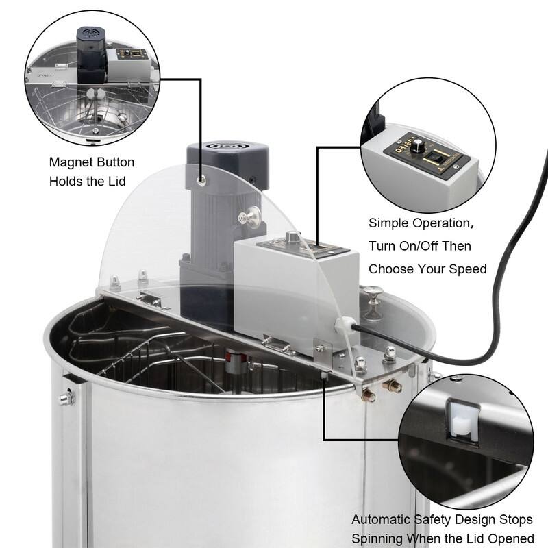 Electric 4 Frames Stainless Steel Honey Extractor - 4 Frames