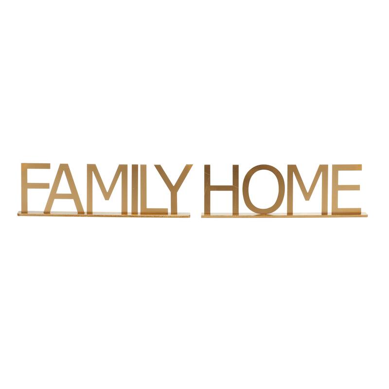 Gold Metal Family, Home Home Decorative Sign (Set of 2)