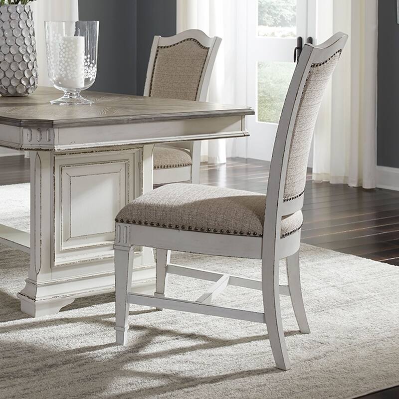 Abbey Park Antique White Upholstered Side Chair (Set of 2)