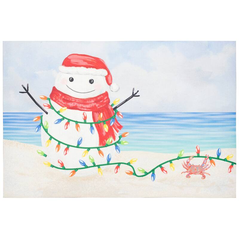 Liora Manne Illusions Beach Snowman Indoor/Outdoor Mat - 1'7" x 2'5" - Ocean