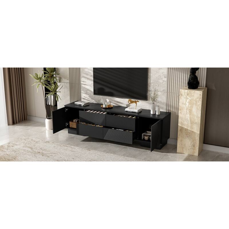 70.8" Modern TV Stand for TVs up to 75 Inches, Entertainment Center with Storage Cabinets, 4 Drawers and a Metal Center Leg