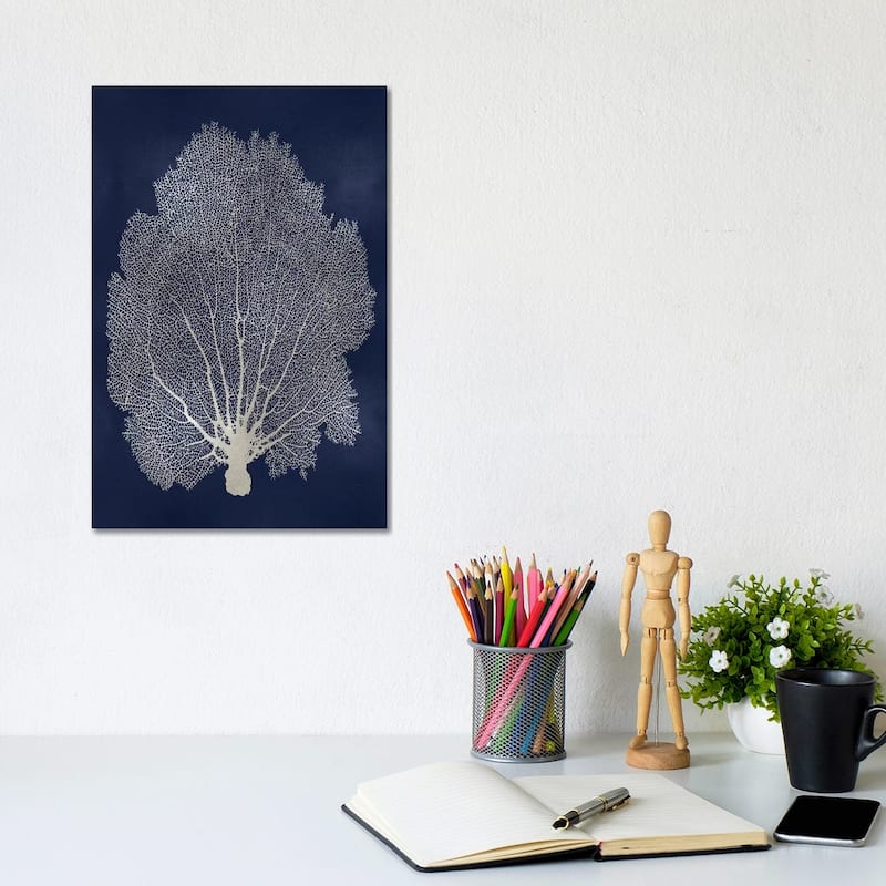 iCanvas "Sea Fan Silver on Blue II" by Melonie Miller Canvas Print - 12x8x0.75