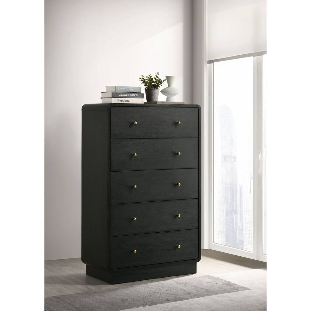 Burton Black 5-drawers Chest of Drawers