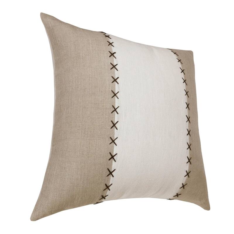 Handwoven Patchwork Square Throw Pillow - 20" - Gray and Tan Brown