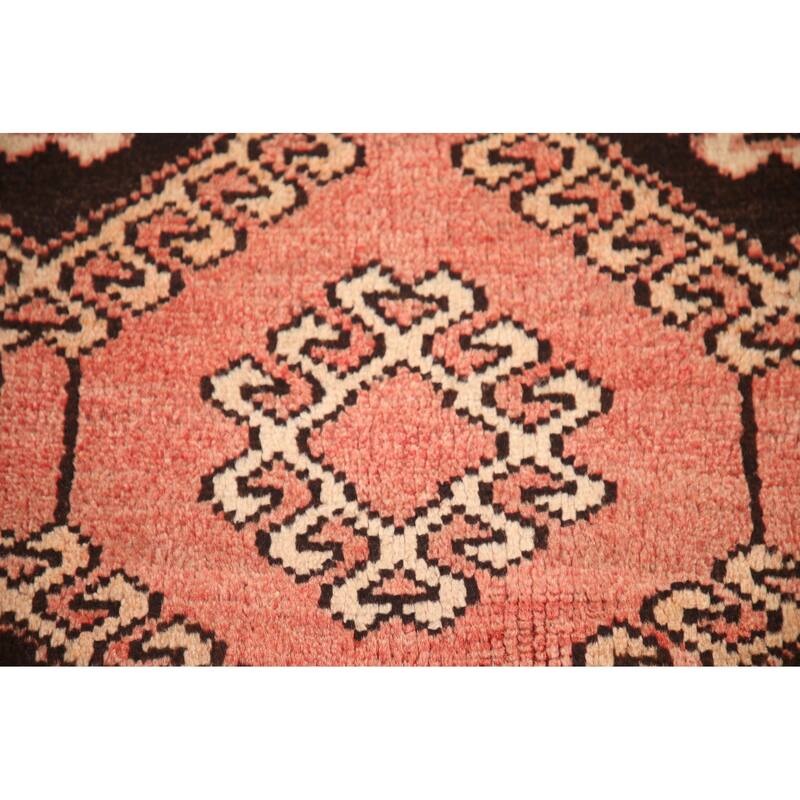 Hand Knotted Oriental 100% Wool Carpet Traditional Geometric Red Qashqai Runner Rug - 8' 9'' X 4' 0''