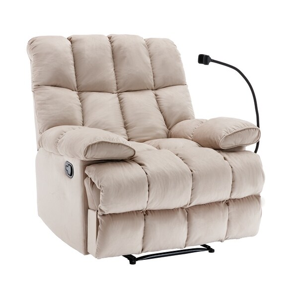 39.4 in. Big and Tall Dutch Velvet Stylish Manual Recliner for
