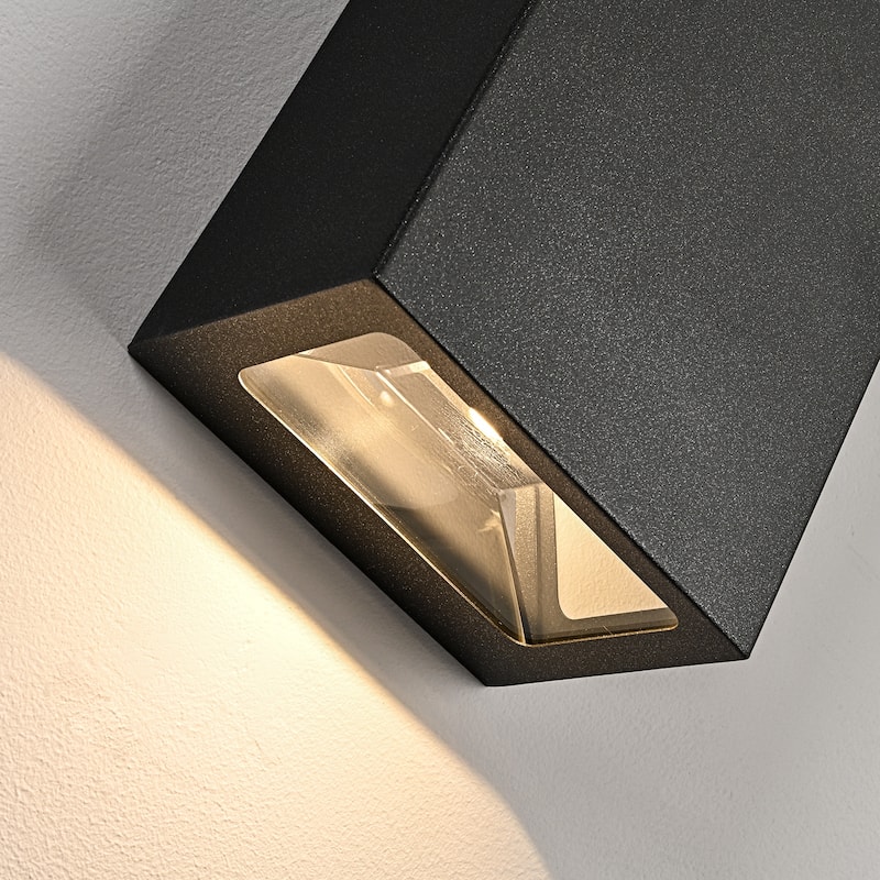 2-Light Integrated LED Matte Black Exterior Outdoor Wall Sconce Light