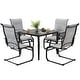 preview thumbnail 23 of 21, Nuu Garden 5-Piece Patio Outdoor Textilene and Metal Dining Set with Umbrella Hole