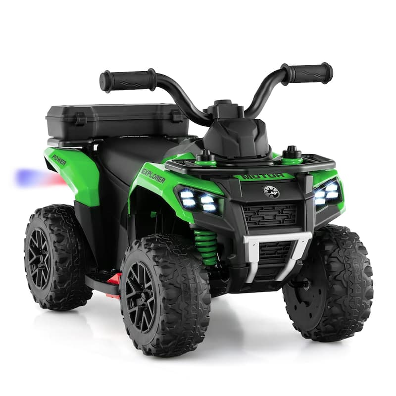 6V Kids Ride On ATV with Spray Function and Storage Box with Music - 27" x 16" x 17" (L x W x H) - Green