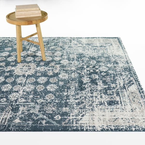 slide 2 of 5, Bastian Distressed Traditional Area Rug 5'3" x 7' - Blue