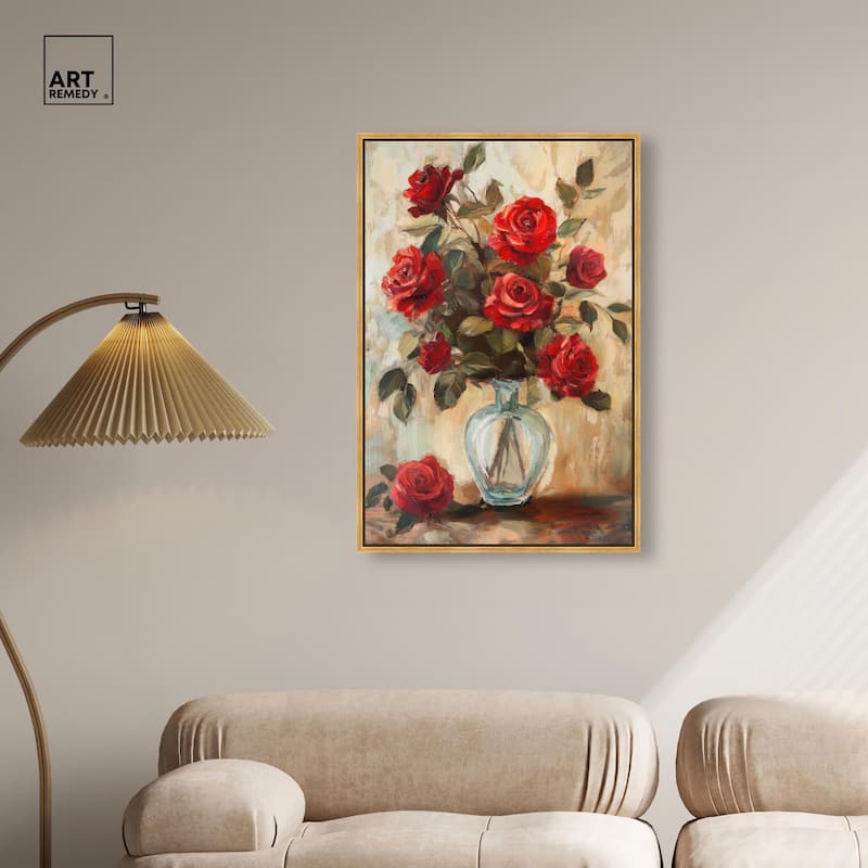 Ruby Roses in Riad Glass Canvas by Art Remedy