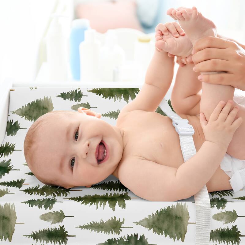 Sweet Jojo Designs Sage Green Woodland Boy, Girl, Unisex/Gender Neutral Changing Pad Cover Sheet -Forest Themed Pine Tree, Trees