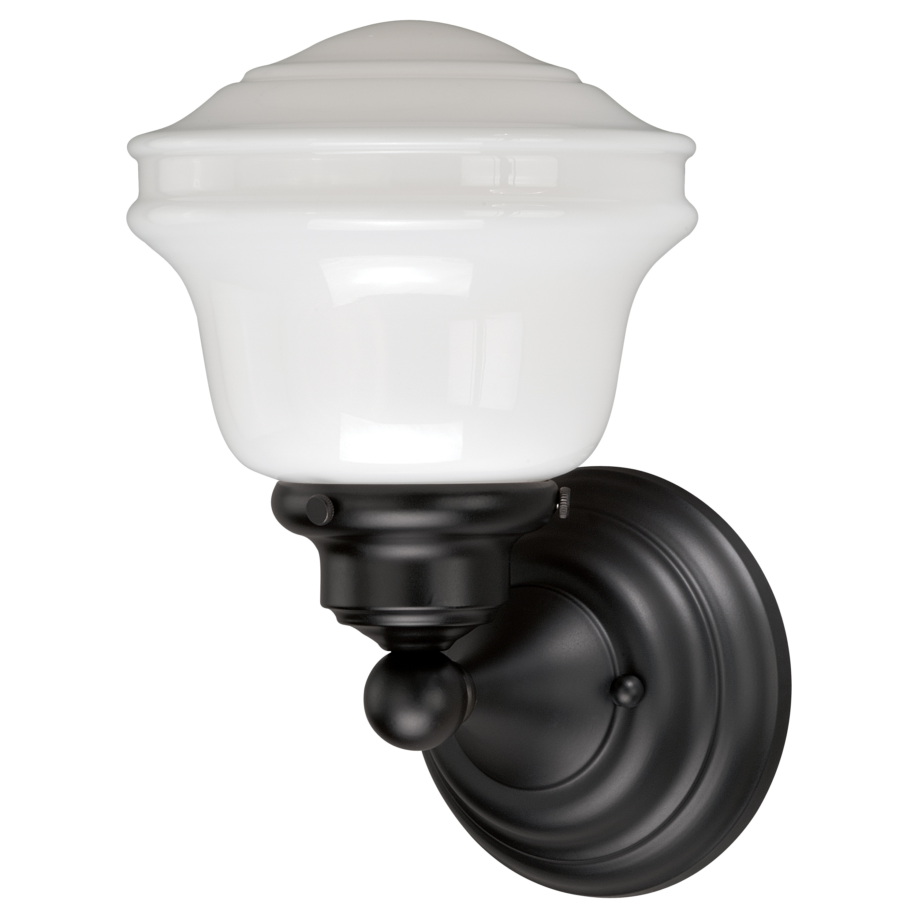VAXCEL Huntley 1-Light 6.75 in. W Oil Rubbed Bronze Bathroom Vanity Lighting Fixture White Schoolhouse Glass Globe, Wall Sconce