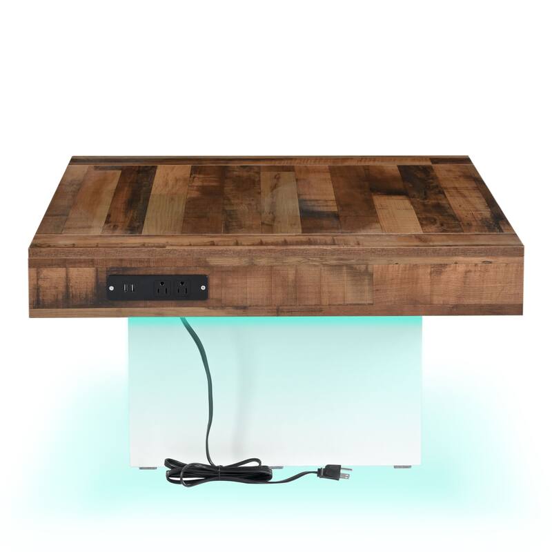 Farmhouse Coffee Table with 2 USB Ports and Outlets