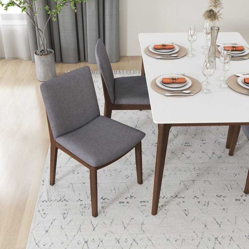 GDFStudio - Laura Mid-Century Modern Solid Wood Dining Chair Set with Upholstered Fabric, Set of 2 - 20"