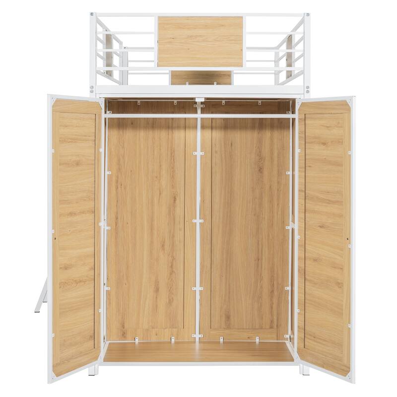 Loft bed with L-shape Desk and Wardrobe