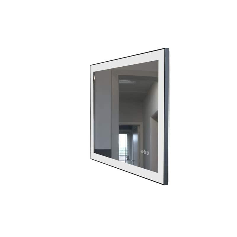 LED Black Aluminum Framed Bathroom Mirror Vanity Mirror for wall, dimmable - 20x28