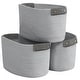 preview thumbnail 28 of 48, 3 Pack Woven Cotton Rope Shelf Storage Basket with Leather Handles, Baby Nursery Storage Bin Organizers, Closet Shelf Storage Gray