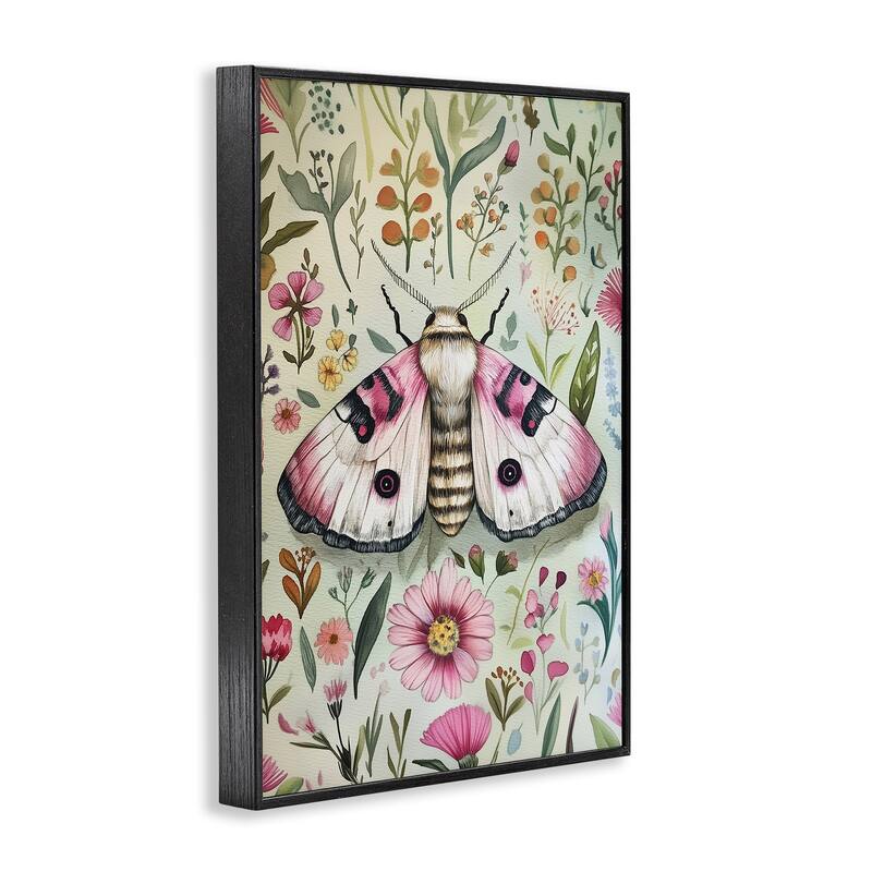 Stupell Moth over Floral Herbs Framed Giclee Art Design By The Dutch Lady