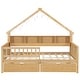 preview thumbnail 26 of 26, Wood House Platform Beds with LED, Storage Shelves, Drawers and Guardrail, Full Size Bed Frame w/Slats Support for Kids