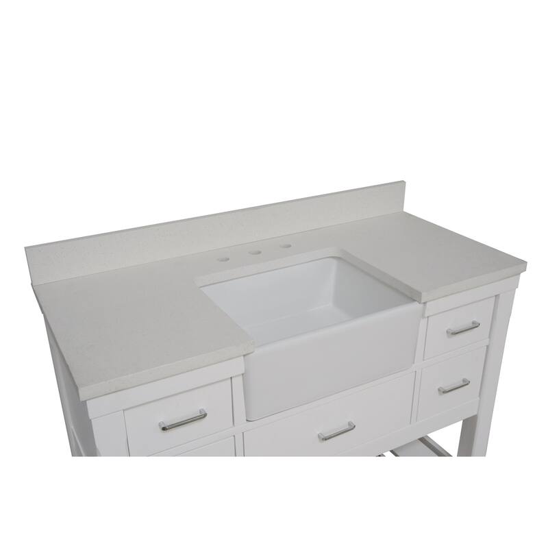 KitchenBathCollection Charlotte 48" Farmhouse Bathroom Vanity with Quartz Top