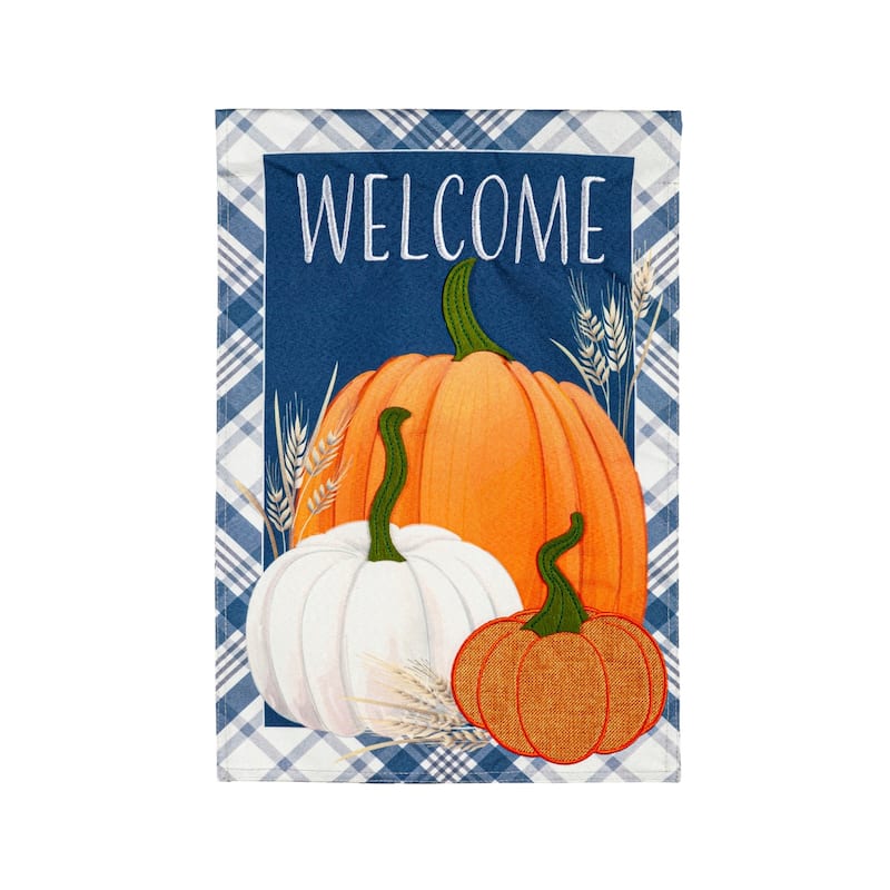 Plaid Pumpkins Garden Linen Flag