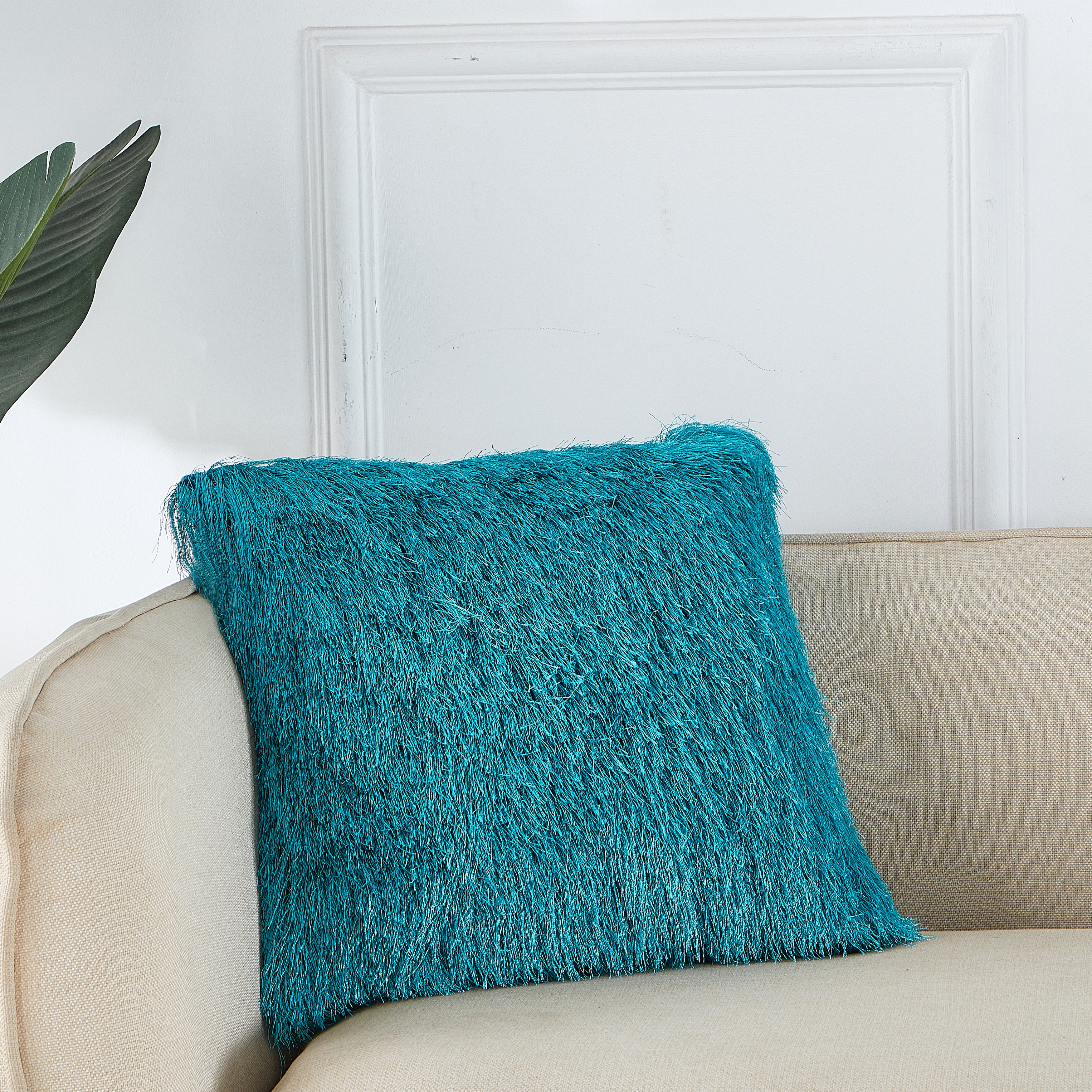 Navy faux clearance fur pillow