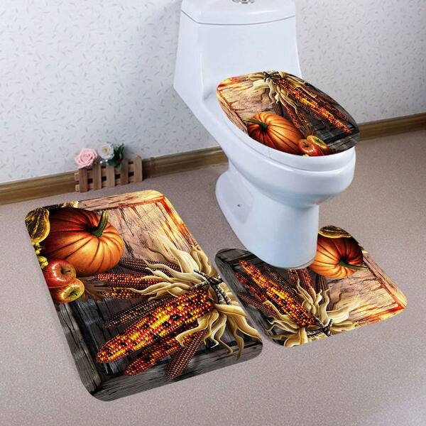 Shop 3pcs Halloween Bathroom Non Slip Pedestal Rug Lid Toilet Cover Bath Mat Set As Show Overstock 31824162