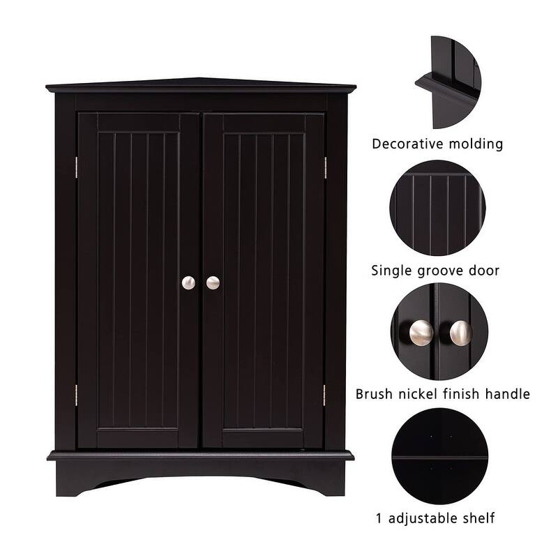 Home Floor Corner Cabinet with Two Doors and Shelves - 12.4"D x 23.62"W x 31.89"H