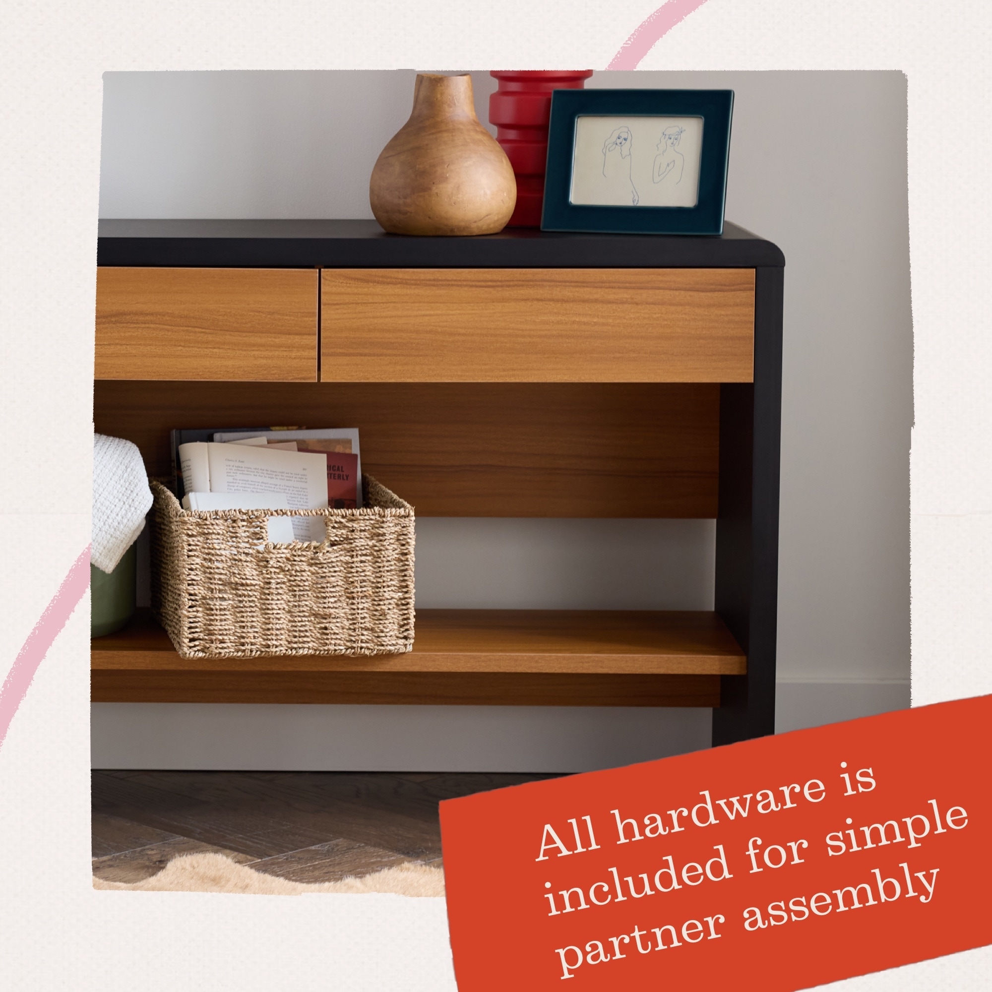 Brookside Reyna Modern Wood Console Table - Stylish Entryway