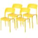 Modern Molded Plastic Outdoor Dining Chair with Open Curved Back