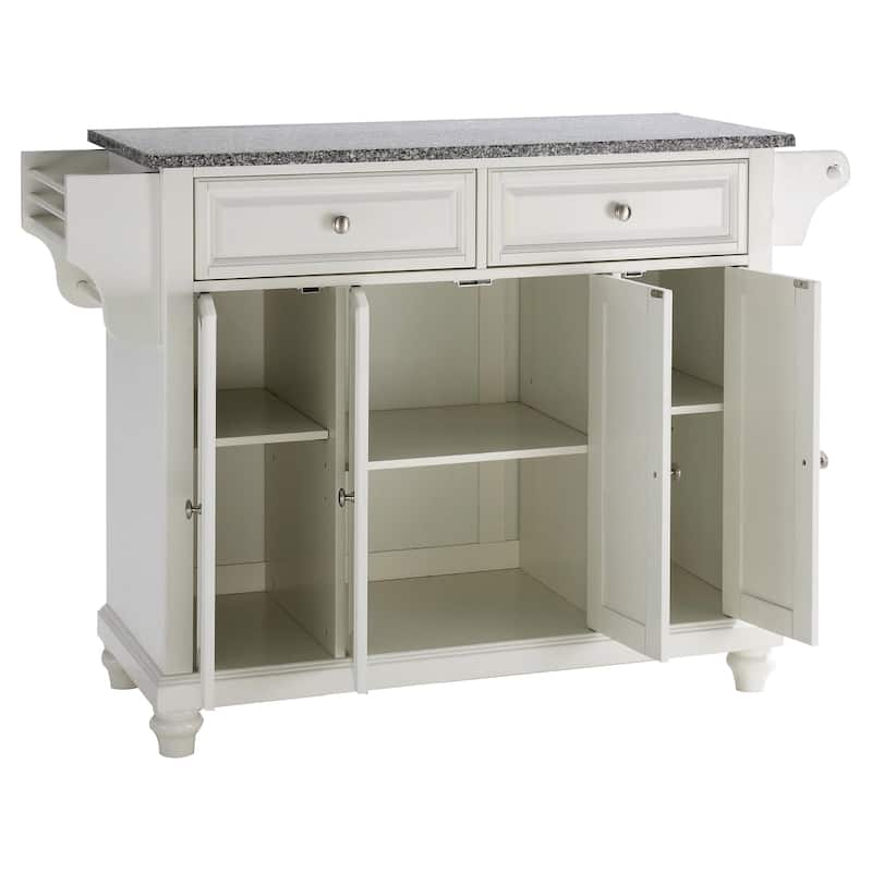 Crosley Cambridge Solid Granite Top Kitchen Island in Vintage Mahogany Finish - 51.5"W x 18"D x 36"H