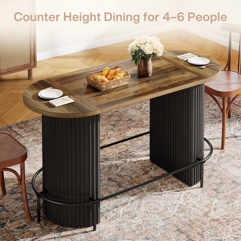 Modern Industrial Bar Table with Metal Footrest