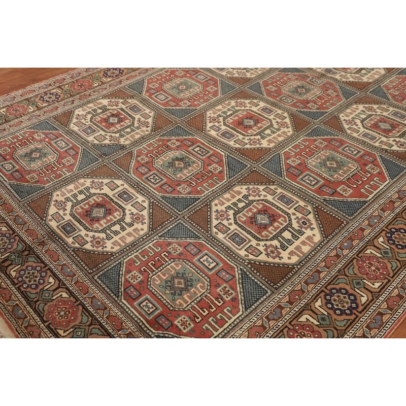 Geometric Anatolian Turkish Vintage Area Rug Handmade Wool Carpet - 6'7" X 9'8"
