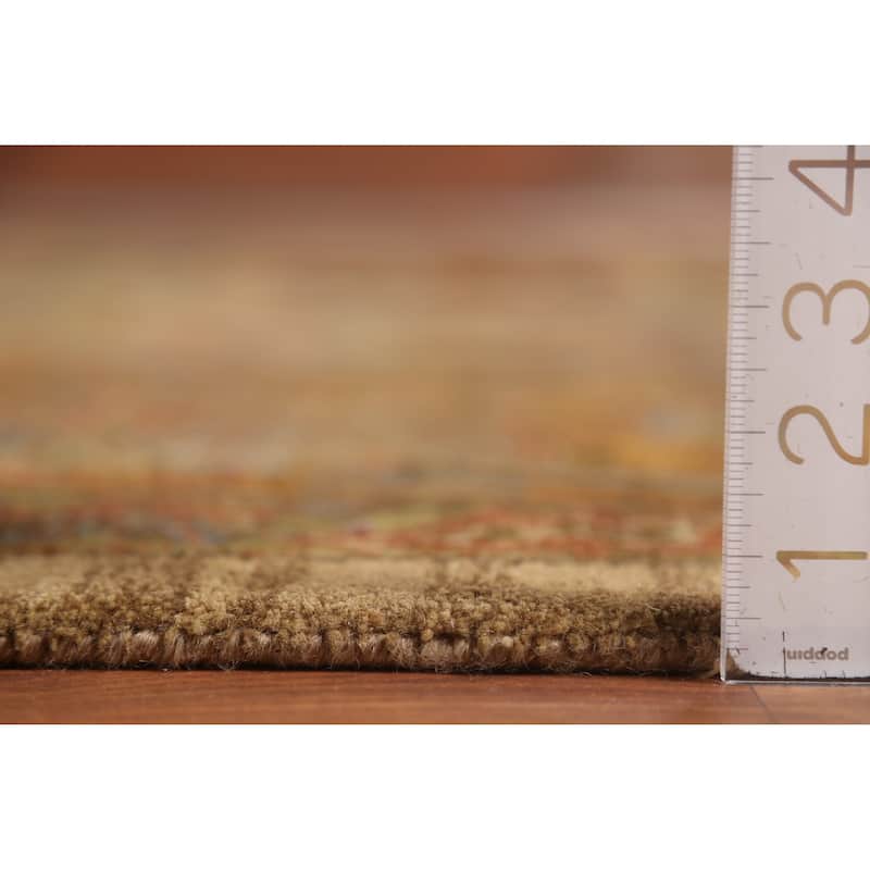 All-Over Floral Oushak Indian Large Area Rug Hand-Knotted Wool Carpet - 12'0"x 17'10"