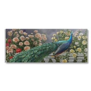 Stupell Peacock & Cottage Blossoms Canvas Wall Art Design By Nene ...