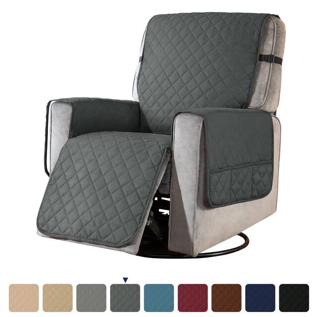 Subrtex Recliner Chair Cover Slipcover Reversible Protector Anti-Slip - Large - Grey