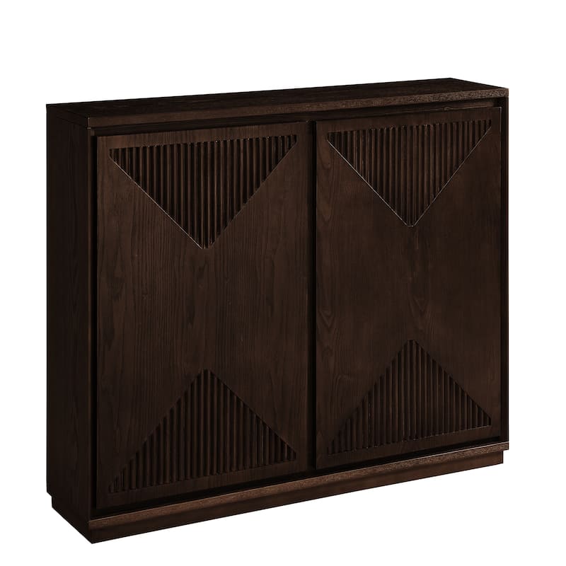 Roomfitters V-Shape Fluted Sideboard Cabinet Mid-Century Modern Storage Console Buffet for Entryway & Coffee Bar