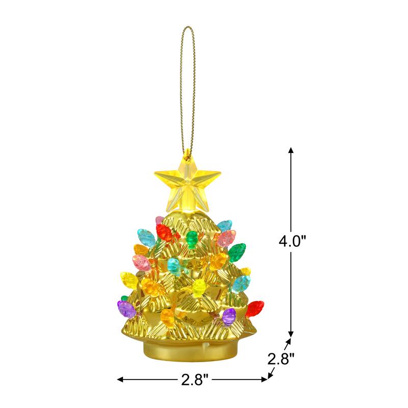 4 in. Set of 3 Shatterproof Ornament Tree - Gold Electroplated