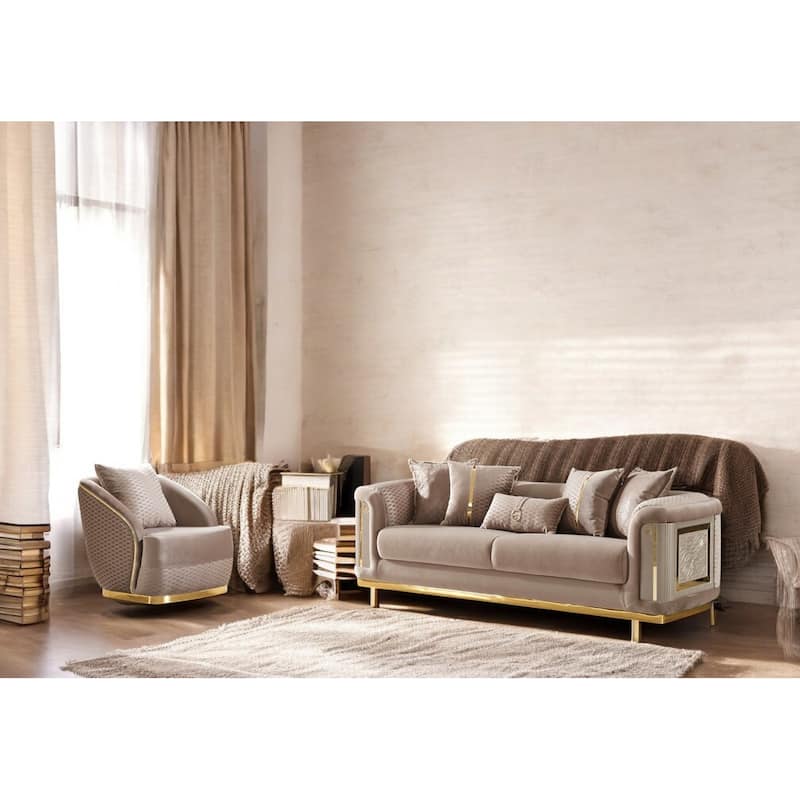 Marvella 3 Pieces Living Room Sets 1 Sofa 2 Chair - Beige