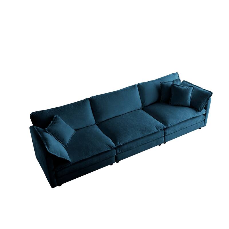 GDFStudio - Thaddeus Three-Seater Chenille Modular Sofa with Arm and Toss Pillows