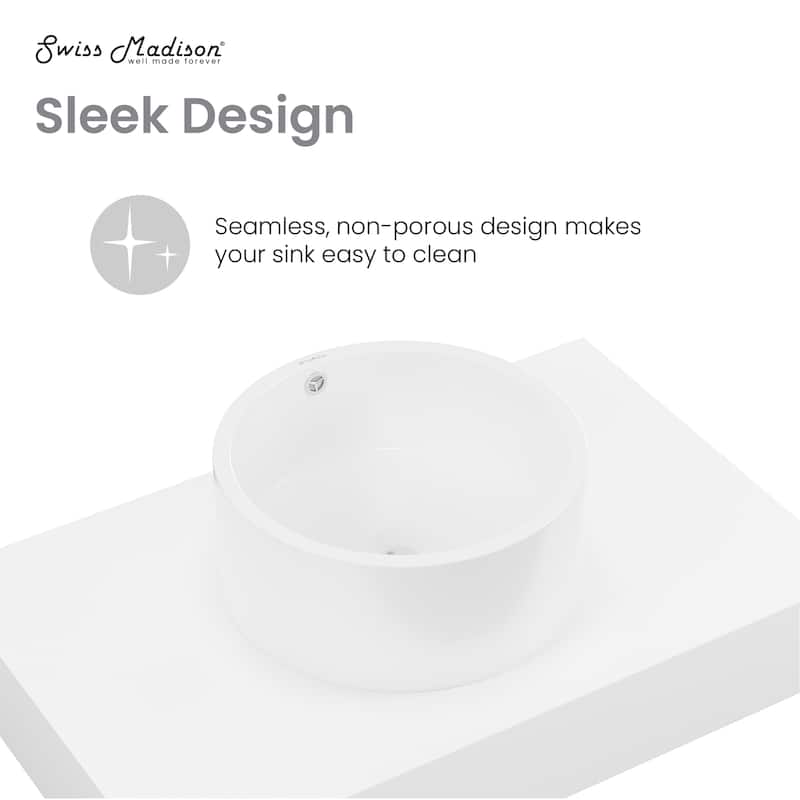 Monaco 36" Floating Bathroom Shelf With Vessel Sink In Glossy White - 23.75" x 21.81" x 9.49"